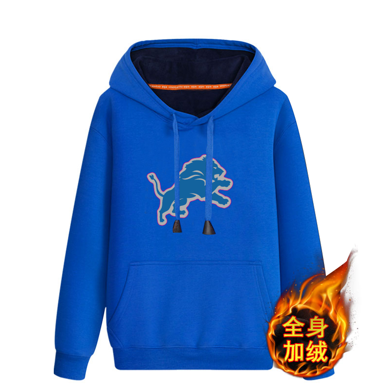 Detroit Lions Blue Men's Winter Thick NFL Pullover Hoodie Detroit Lions Blue Men's Winter Thick NFL Pullover Hoodie