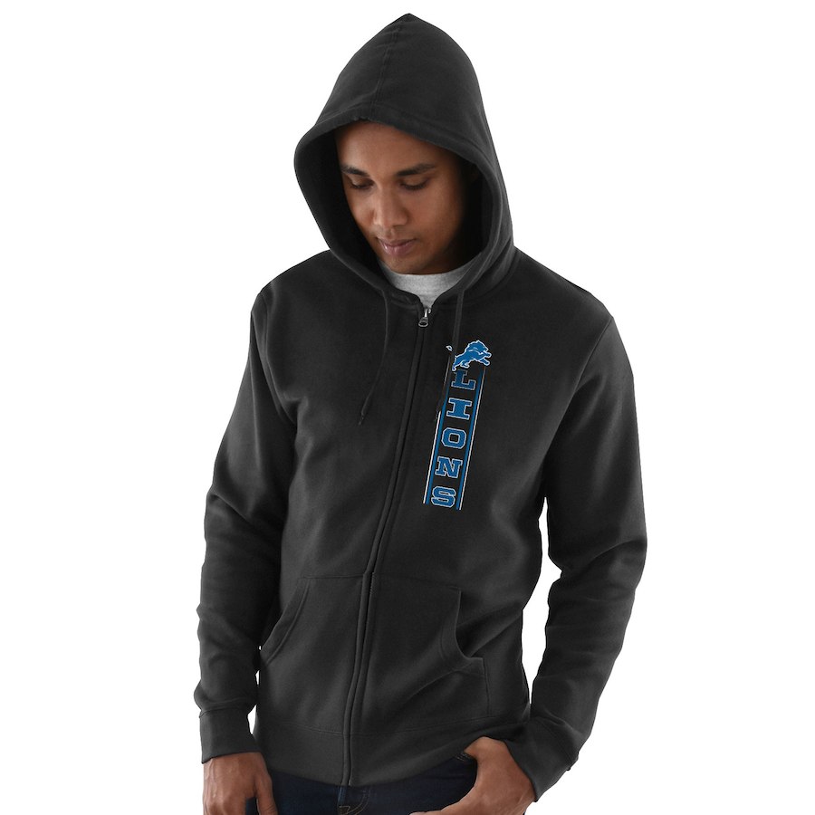 Detroit Lions Hook And Ladder Full Zip Hoodie Black Detroit Lions Hook And Ladder Full Zip Hoodie Black