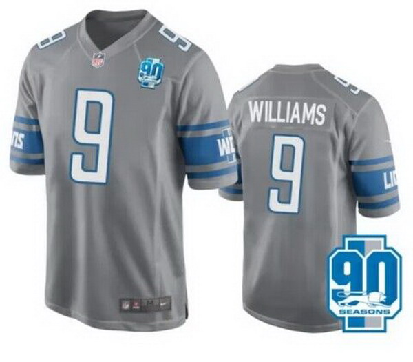 Detroit Lions Jameson Williams #9 Game Gray Jersey 90s