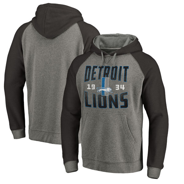 Detroit Lions NFL Pro Line By Fanatics Branded Timeless Collection Antique Stack Tri-Blend Raglan Pullover Hoodie Ash Detroit Lions NFL Pro Line By Fanatics Branded Timeless Collection Antique Stack Tri-Blend Raglan Pullover Hoodie Ash