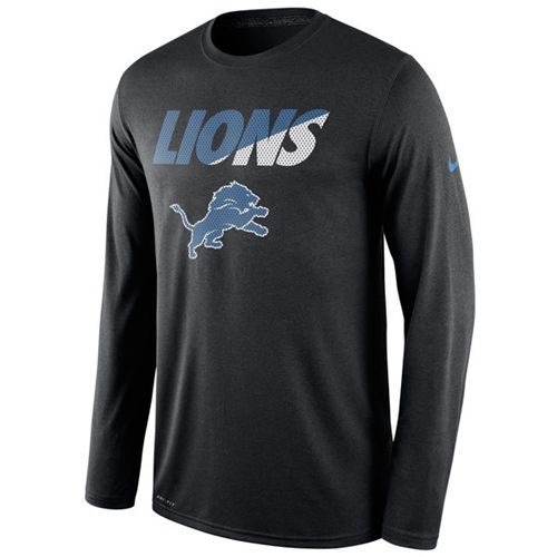 Detroit Lions Nike Black Legend Staff Practice Long Sleeves Performance T-Shirt Detroit Lions Nike Black Legend Staff Practice Long Sleeves Performance T-Shirt
