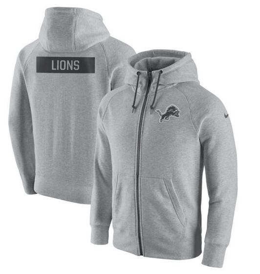 Detroit Lions Nike Gridiron Gray 2.0 Full Zip Hoodie Ash Detroit Lions Nike Gridiron Gray 2.0 Full Zip Hoodie Ash