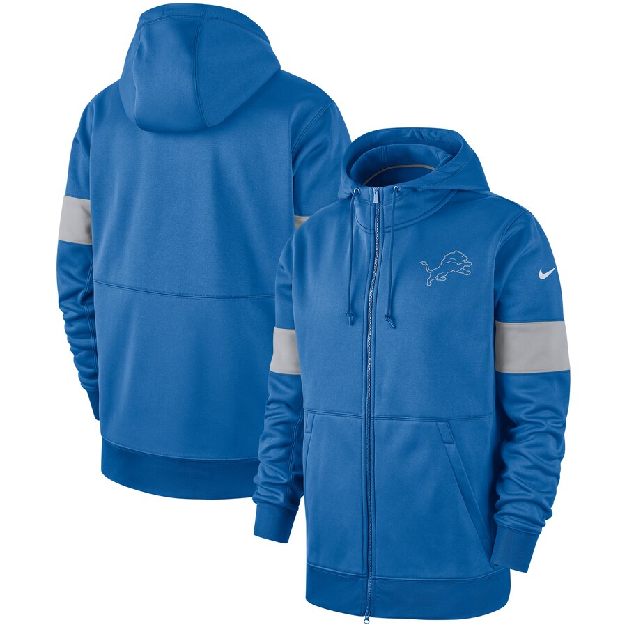 Detroit Lions Nike Sideline Performance Full Zip Hoodie Blue Detroit Lions Nike Sideline Performance Full Zip Hoodie Blue