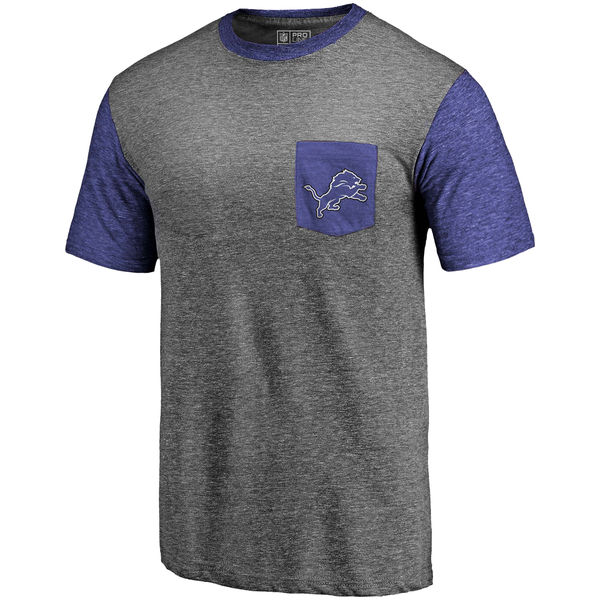 Detroit Lions Pro Line By Fanatics Branded Heathered Gray Blue Refresh Pocket T-Shirt