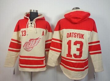 Detroit Red Wings #13 Pavel Datsyuk Cream Sawyer Hooded Sweatshirt Stitched NHL Jersey Detroit Red Wings #13 Pavel Datsyuk Cream Sawyer Hooded Sweatshirt Stitched NHL Jersey
