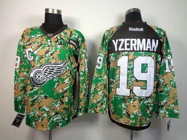 Detroit Red Wings #19 Steve Yzerman Camo Veterans Day Practice NHL Jersey