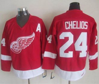 Detroit Red Wings #24 Chris Chelios Red CCM Throwback Stitched NHL Jersey