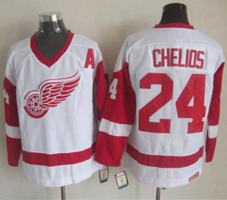 Detroit Red Wings #24 Chris Chelios White CCM Throwback Stitched NHL Jersey