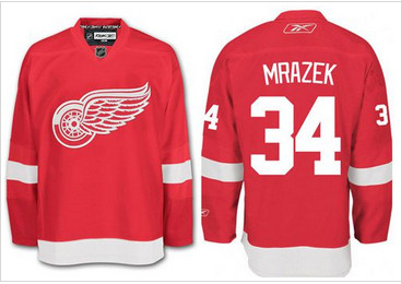 Detroit Red Wings #34 Petr Mrazek Red Stitched NHL Jersey