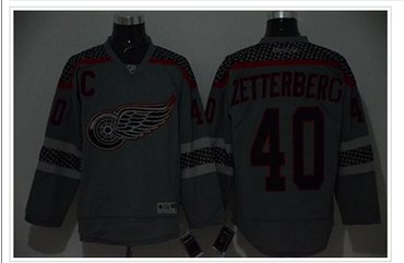 Detroit Red Wings #40 Henrik Zetterberg Charcoal Cross Check Fashion Stitched NHL Jersey