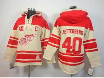 Detroit Red Wings #40 Henrik Zetterberg Cream Sawyer Hooded Sweatshirt Stitched NHL Jersey Detroit Red Wings #40 Henrik Zetterberg Cream Sawyer Hooded Sweatshirt Stitched NHL Jersey