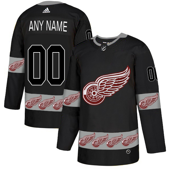 Detroit Red Wings Black Men's Customized Team Logos Fashion Adidas Jersey Detroit Red Wings Black Men's Customized Team Logos Fashion Adidas Jersey