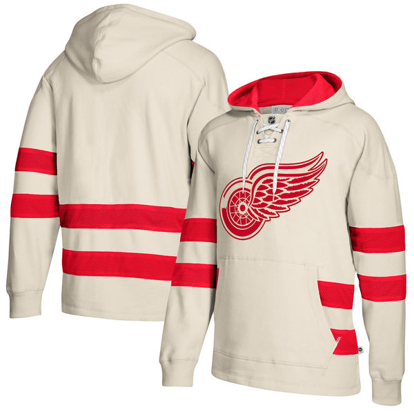 Detroit Red Wings Cream Men's Customized All Stitched Hooded Sweatshirt Detroit Red Wings Cream Men's Customized All Stitched Hooded Sweatshirt
