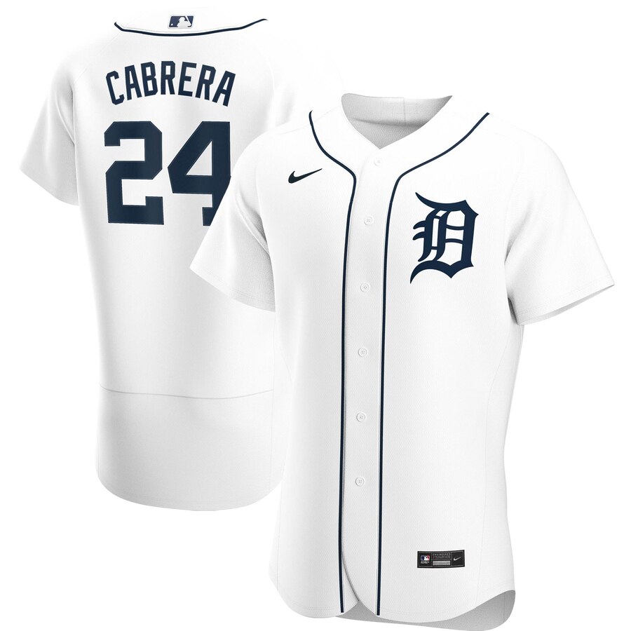 Detroit Tigers #24 Miguel Cabrera Men's Nike White Home 2020 Authentic Player MLB Jersey