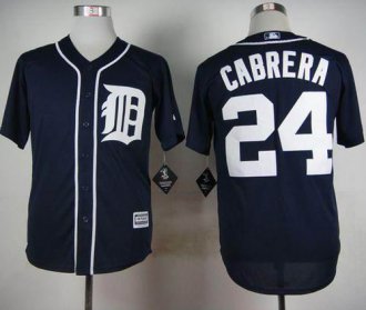 Detroit Tigers #24 Miguel Cabrera Navy Blue Cool Base Stitched Baseball Jersey