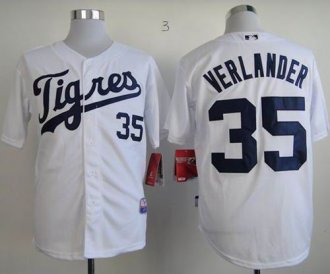 Detroit Tigers #35 Justin Verlander White Home Los Tigres Stitched Baseball Jersey