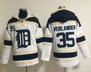 Detroit Tigers #35 Justin Verlander White Sawyer Hooded Sweatshirt Baseball Hoodie Detroit Tigers #35 Justin Verlander White Sawyer Hooded Sweatshirt Baseball Hoodie