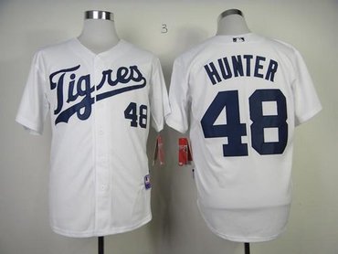 Detroit Tigers #48 Torii Hunter White (Los Tigres) Baseball Jersey