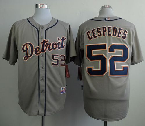 Detroit Tigers #52 Yoenis Cespedes Grey Cool Base Stitched Baseball Jersey