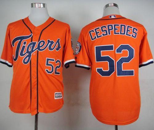 Detroit Tigers #52 Yoenis Cespedes Orange Cool Base Stitched Baseball Jersey