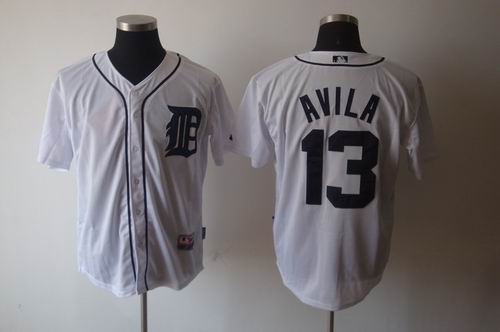 Detroit Tigers 13 Alex Avila white Cool Base Jerseys