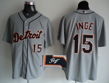 Detroit Tigers 15# Inge gray MLB Jerseys(Signed)