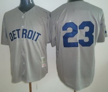 Detroit Tigers 23 Willie Horton Throwback M&N Grey Jerseys