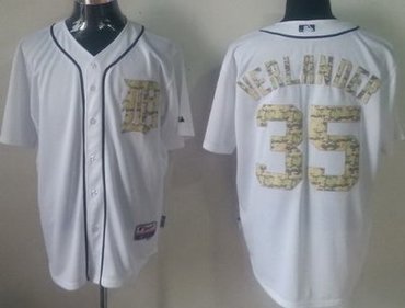 Detroit Tigers 35 Justin Verlander White MLB Jerseys Camo Number