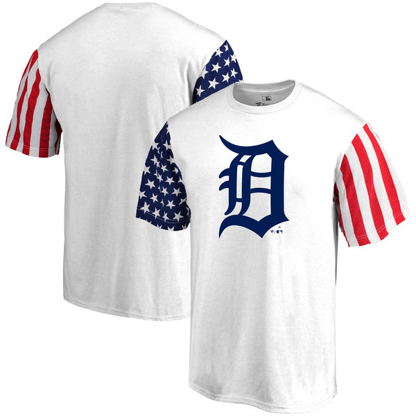 Detroit Tigers Fanatics Branded Stars & Stripes T-Shirt White Detroit Tigers Fanatics Branded Stars & Stripes T-Shirt White