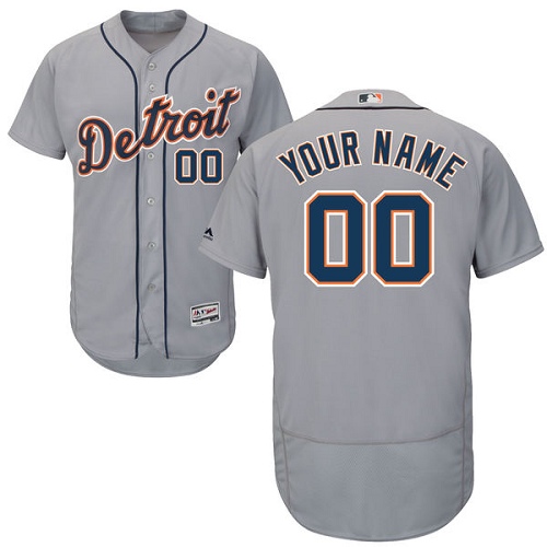 Detroit Tigers Gray Men's Customized Flexbase Jersey Detroit Tigers Gray Men's Customized Flexbase Jersey