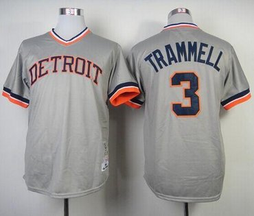 Detroit Tigers Mitchell and Ness 1984 #3 Alan Trammell Grey Throwback Stitched Baseball Jersey