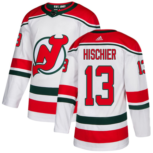 Devils #13 Nico Hischier White Alternate Authentic Stitched Hockey Jersey Devils #13 Nico Hischier White Alternate Authentic Stitched Hockey Jersey