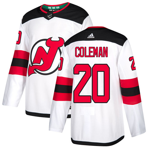 Devils #20 Blake Coleman White Road Authentic Stitched Hockey Jersey Devils #20 Blake Coleman White Road Authentic Stitched Hockey Jersey