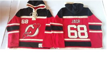 Devils #68 Jaromir Jagr Red Sawyer Hooded Sweatshirt Stitched NHL Jersey