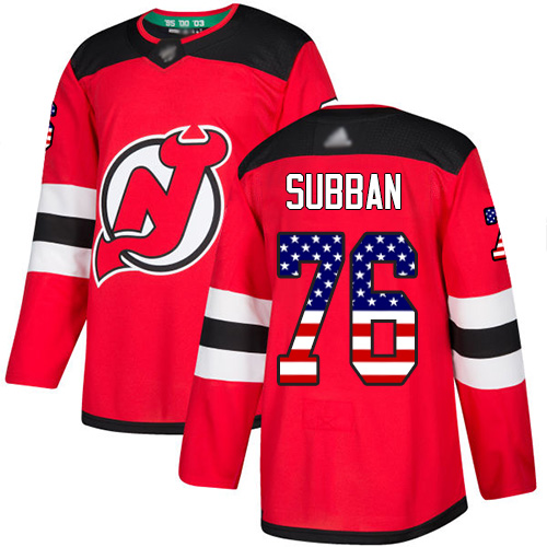 Devils #76 P. K. Subban Red Home Authentic USA Flag Stitched Youth Hockey Jersey Devils #76 P. K. Subban Red Home Authentic USA Flag Stitched Youth Hockey Jersey