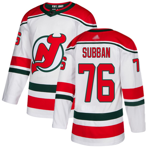 Devils #76 P. K. Subban White Alternate Authentic Stitched Hockey Jersey Devils #76 P. K. Subban White Alternate Authentic Stitched Hockey Jersey