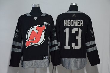 Devils 13 Nico Hischier Black 1917-2017 100th Anniversary Adidas Jersey