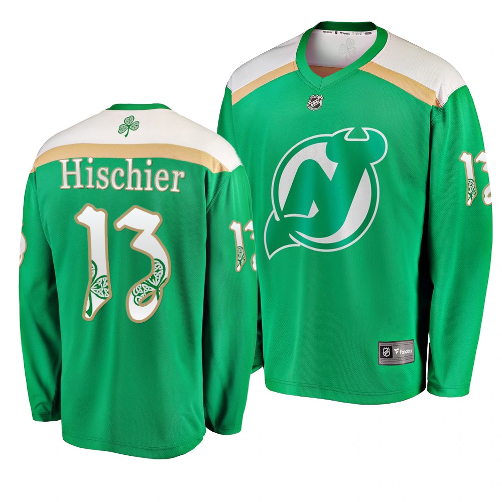 Devils 13 Nico Hischier Green 2019 St. Patrick's Day Adidas Jersey Devils 13 Nico Hischier Green 2019 St. Patrick's Day Adidas Jersey