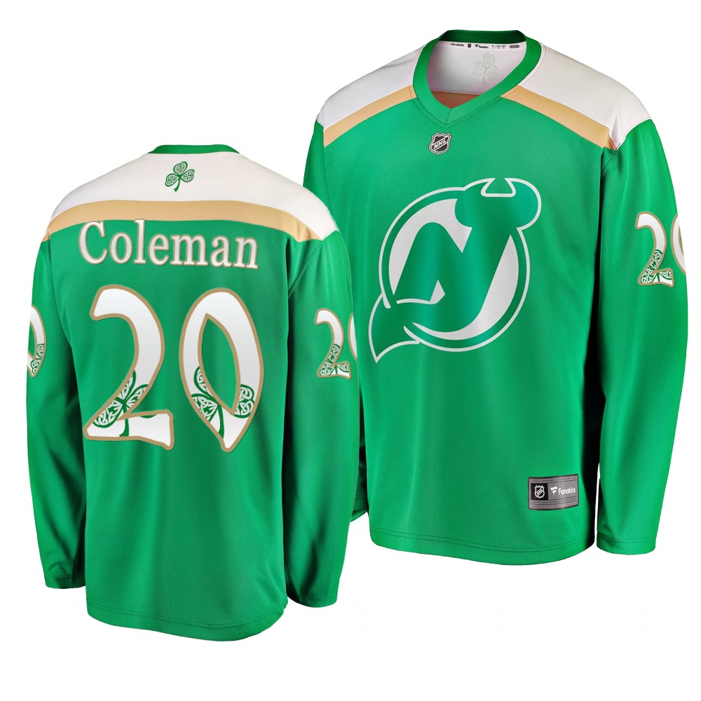 Devils 20 Blake Coleman Green 2019 St. Patrick's Day Adidas Jersey