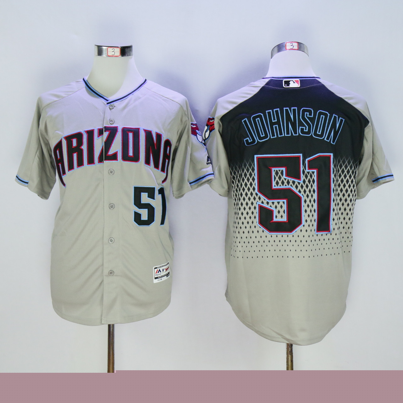 Diamondbacks 51 Randy Johnson Gray Teal Flexbase Jersey