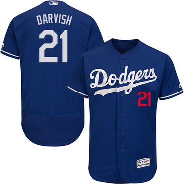 Dodgers #21 Yu Darvish Blue Flexbase Authentic Collection Stitched MLB Jersey