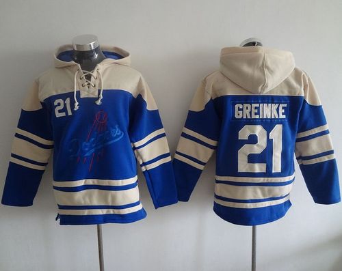 Dodgers #21 Zack Greinke Blue Sawyer Hooded Sweatshirt MLB Hoodie Dodgers #21 Zack Greinke Blue Sawyer Hooded Sweatshirt MLB Hoodie