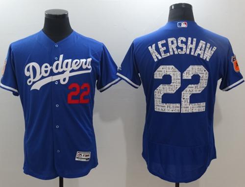 Dodgers #22 Clayton Kershaw Blue 2017 Spring Training Authentic Flex Base Stitched MLB Jersey