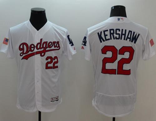 Dodgers #22 Clayton Kershaw White Fashion Stars & Stripes Flexbase Authentic Stitched MLB Jersey