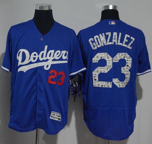 Dodgers #23 Adrian Gonzalez Blue 2017 Spring Training Authentic Flex Base Stitched MLB Jersey