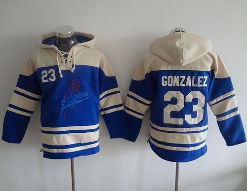 Dodgers #23 Adrian Gonzalez Blue Sawyer Hooded Sweatshirt MLB hoodies Dodgers #23 Adrian Gonzalez Blue Sawyer Hooded Sweatshirt MLB hoodies
