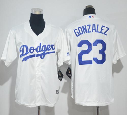 Dodgers #23 Adrian Gonzalez White Cool Base Stitched Youth MLB Jersey