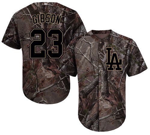 Dodgers #23 Kirk Gibson Camo Realtree Collection Cool Base Stitched Baseball Jersey