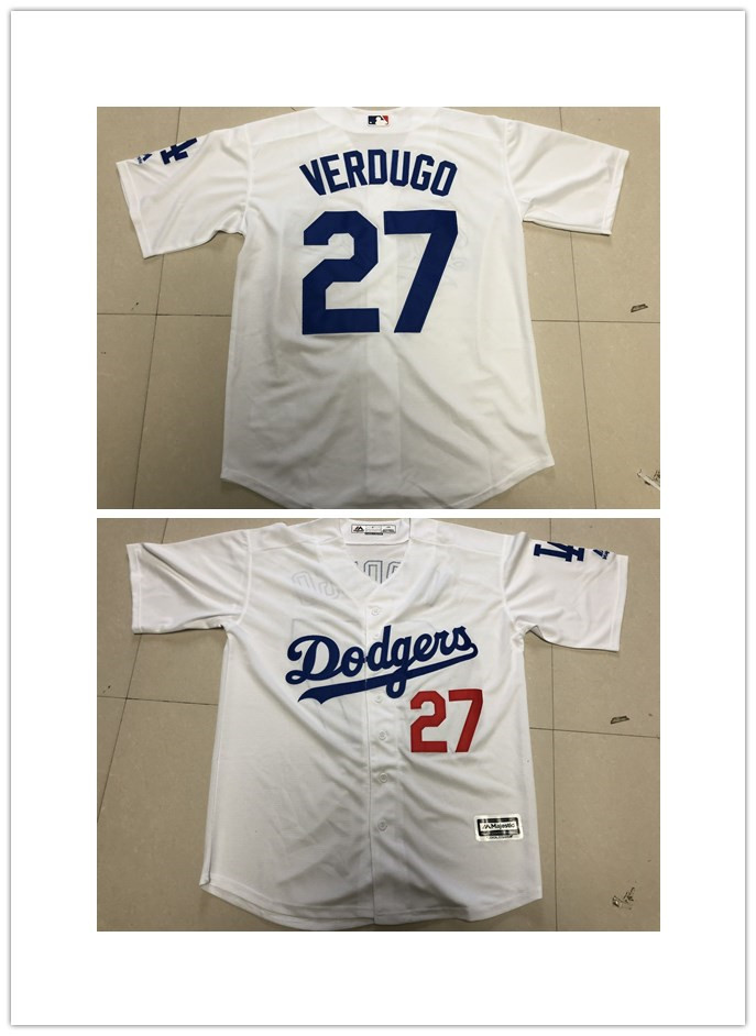 Dodgers #27 Alex Verdugo White Cool Base Jersey