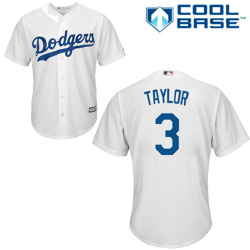 Dodgers #3 Chris Taylor White Cool Base Stitched Youth MLB Jersey Dodgers #3 Chris Taylor White Cool Base Stitched Youth MLB Jersey